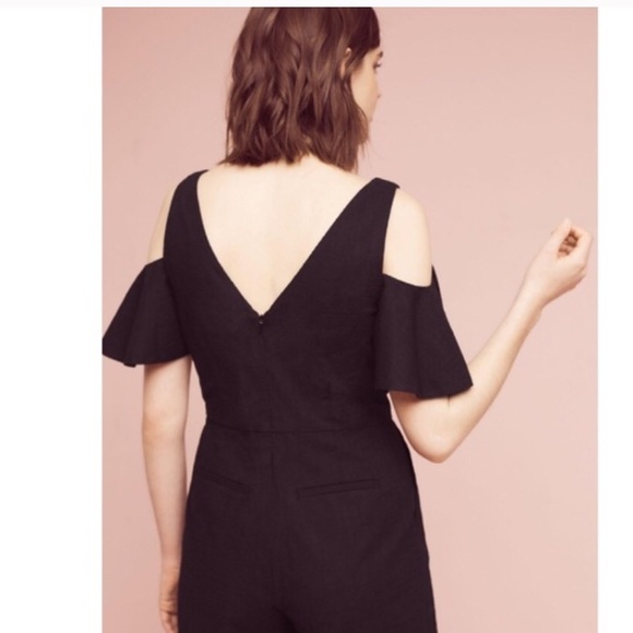 Anthro Elevenses Black Cold Shoulder Romper 10 NWT - Picture 3 of 8